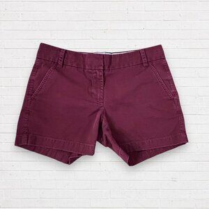 J CREW Chino Burgundy Red Maroon Classic Flat Front Preppy Shorts Women's 2